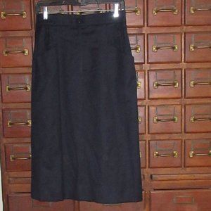 Navy Wool Lined Pencil Skirt